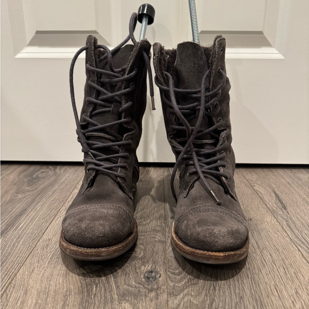All Saints Spitalfields suede combat boots